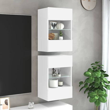 Tv Wall Cabinets With Led Lights 2 Pcs 40X30X60.5 Cm