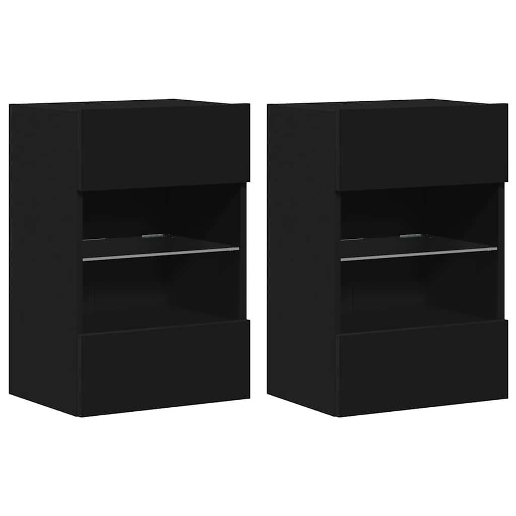 Tv Wall Cabinets With Led Lights 2 Pcs 40X30X60.5 Cm