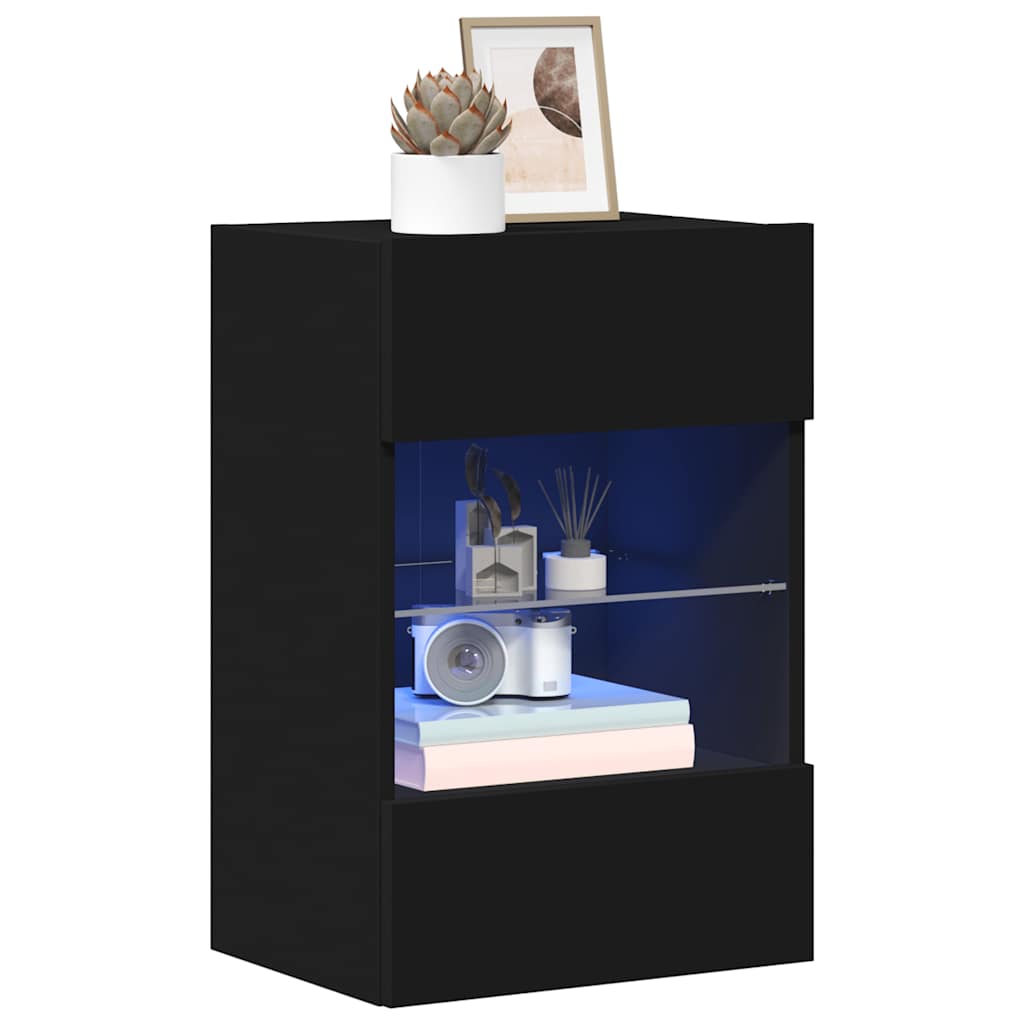 Tv Wall Cabinets With Led Lights 2 Pcs 40X30X60.5 Cm