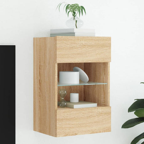 Tv Wall Cabinets With Led Lights 2 Pcs 40X30X60.5 Cm