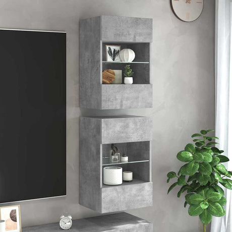 Tv Wall Cabinets With Led Lights 2 Pcs 40X30X60.5 Cm