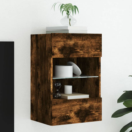Tv Wall Cabinets With Led Lights 2 Pcs 40X30X60.5 Cm