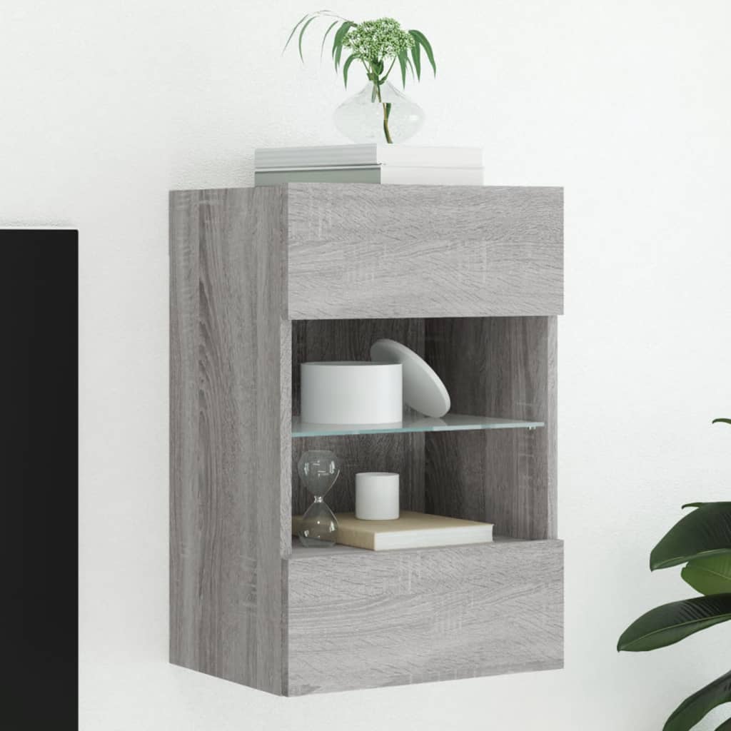 Tv Wall Cabinets With Led Lights 2 Pcs 40X30X60.5 Cm