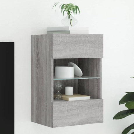 Tv Wall Cabinets With Led Lights 2 Pcs 40X30X60.5 Cm