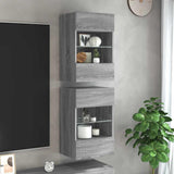 Tv Wall Cabinets With Led Lights 2 Pcs 40X30X60.5 Cm