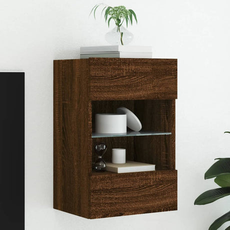 Tv Wall Cabinets With Led Lights 2 Pcs 40X30X60.5 Cm