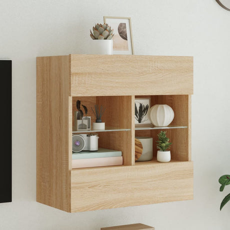 Tv Wall Cabinets With Led Lights 2 Pcs 40X30X60.5 Cm