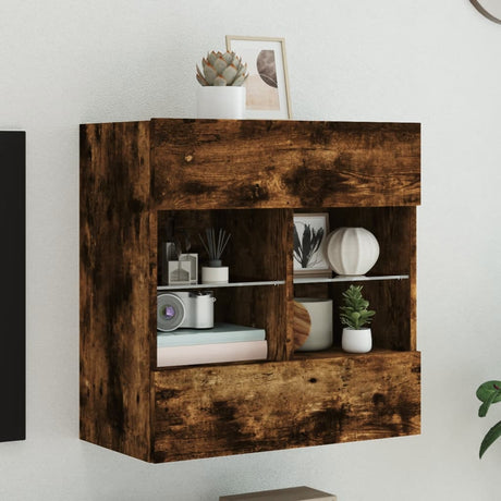 Tv Wall Cabinets With Led Lights 2 Pcs 40X30X60.5 Cm