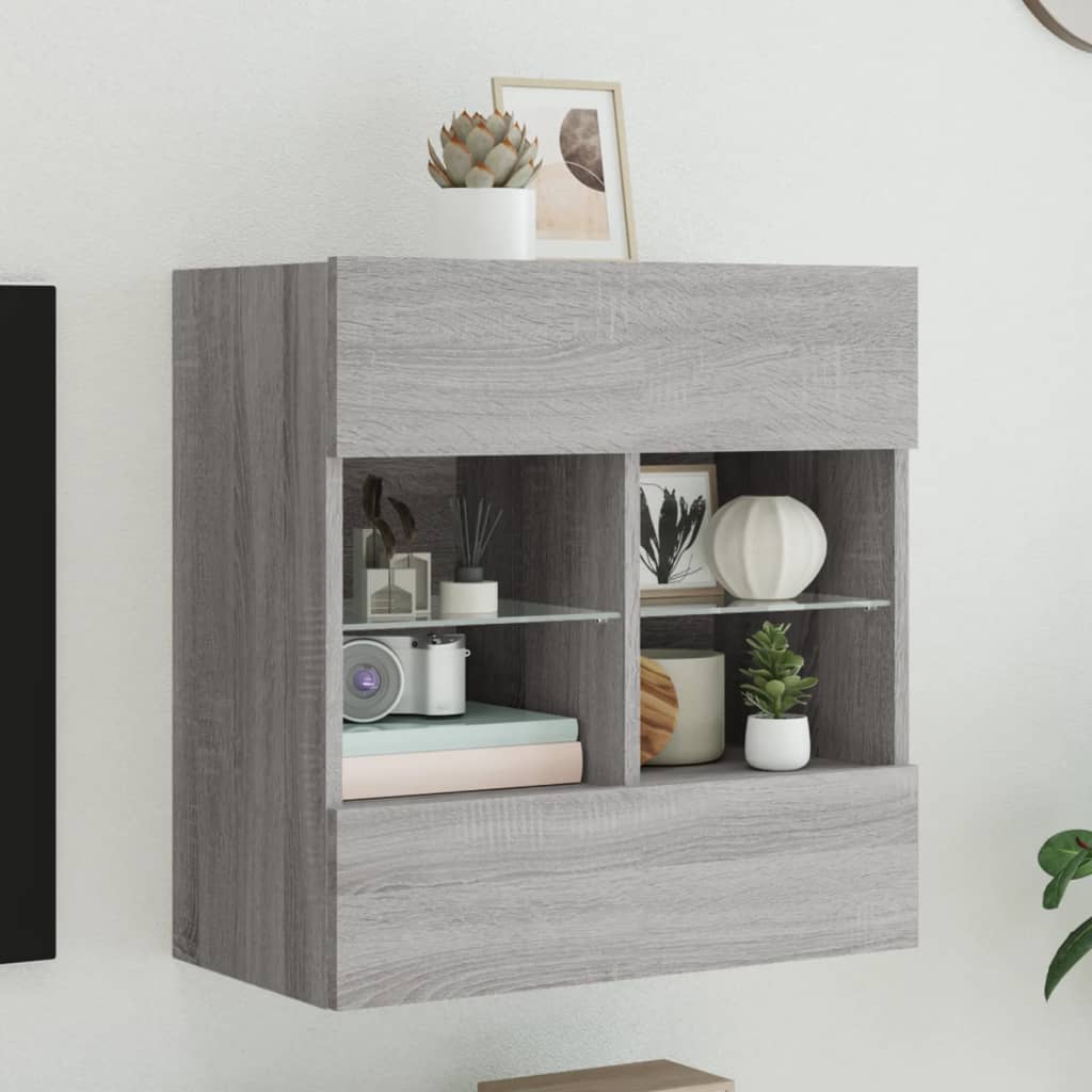 Tv Wall Cabinets With Led Lights 2 Pcs 40X30X60.5 Cm