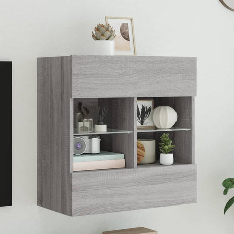Tv Wall Cabinets With Led Lights 2 Pcs 40X30X60.5 Cm