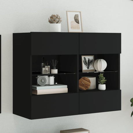 Tv Wall Cabinets With Led Lights 2 Pcs 40X30X60.5 Cm