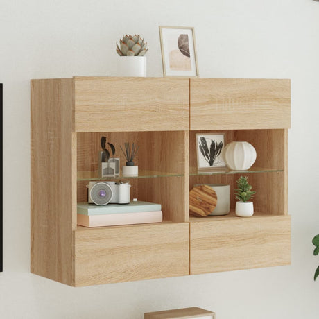 Tv Wall Cabinets With Led Lights 2 Pcs 40X30X60.5 Cm