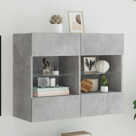 Tv Wall Cabinets With Led Lights 2 Pcs 40X30X60.5 Cm