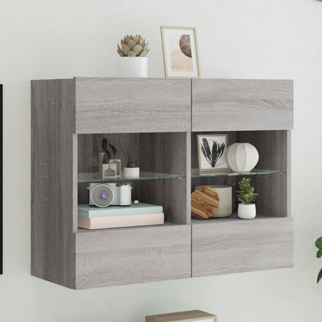 Tv Wall Cabinets With Led Lights 2 Pcs 40X30X60.5 Cm