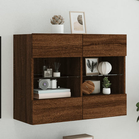 Tv Wall Cabinets With Led Lights 2 Pcs 40X30X60.5 Cm