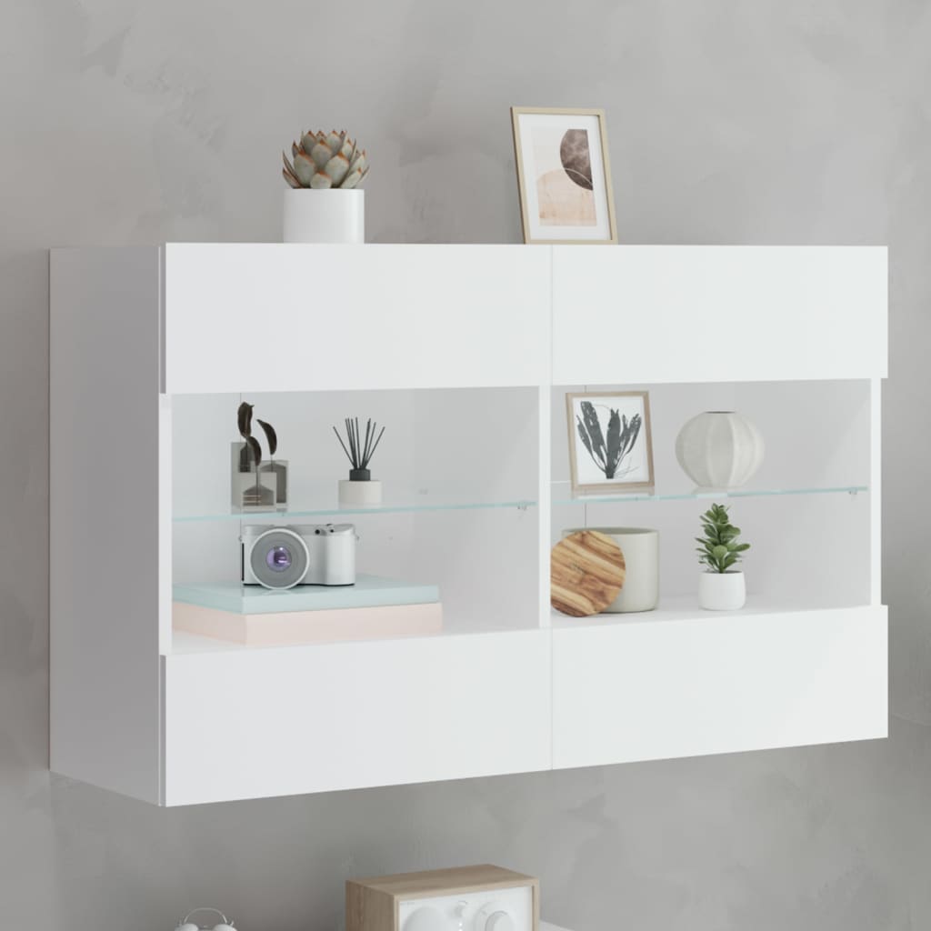 Tv Wall Cabinets With Led Lights 2 Pcs 40X30X60.5 Cm