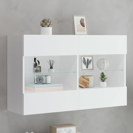 Tv Wall Cabinets With Led Lights 2 Pcs 40X30X60.5 Cm