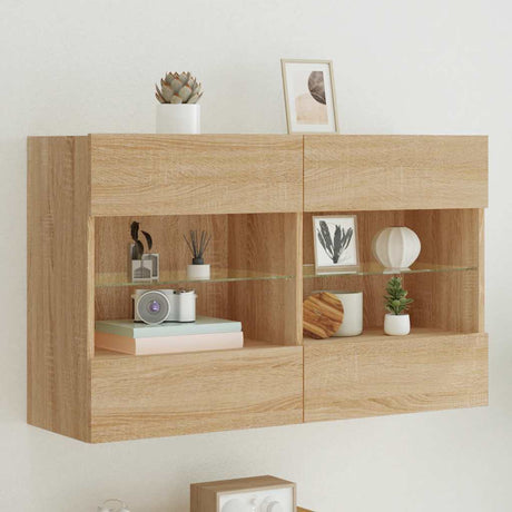 Tv Wall Cabinets With Led Lights 2 Pcs 40X30X60.5 Cm