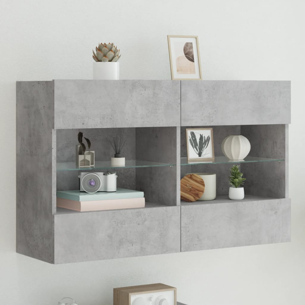 Tv Wall Cabinets With Led Lights 2 Pcs 40X30X60.5 Cm