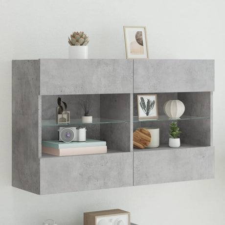 Tv Wall Cabinets With Led Lights 2 Pcs 40X30X60.5 Cm