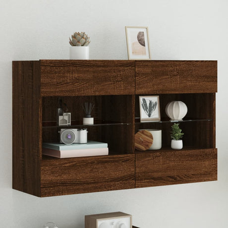Tv Wall Cabinets With Led Lights 2 Pcs 40X30X60.5 Cm