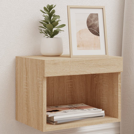 Bedside Cabinet With Led Lights Wall-Mounted