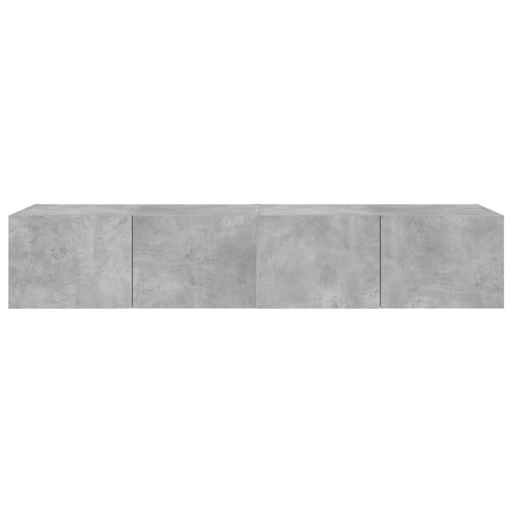 TV Wall Cabinets with LED Lights 2 pcs Concrete Grey 80x35x31 cm