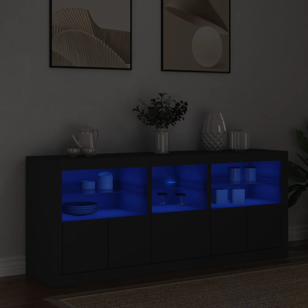 Sideboard With Led Lights 162X37X67 Cm