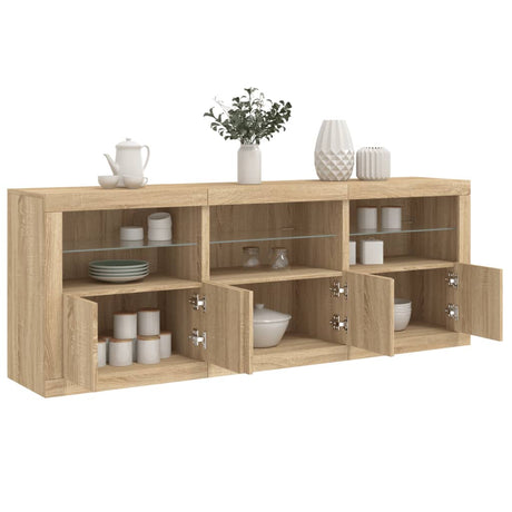 Sideboard With Led Lights 181.5X37X67 Cm