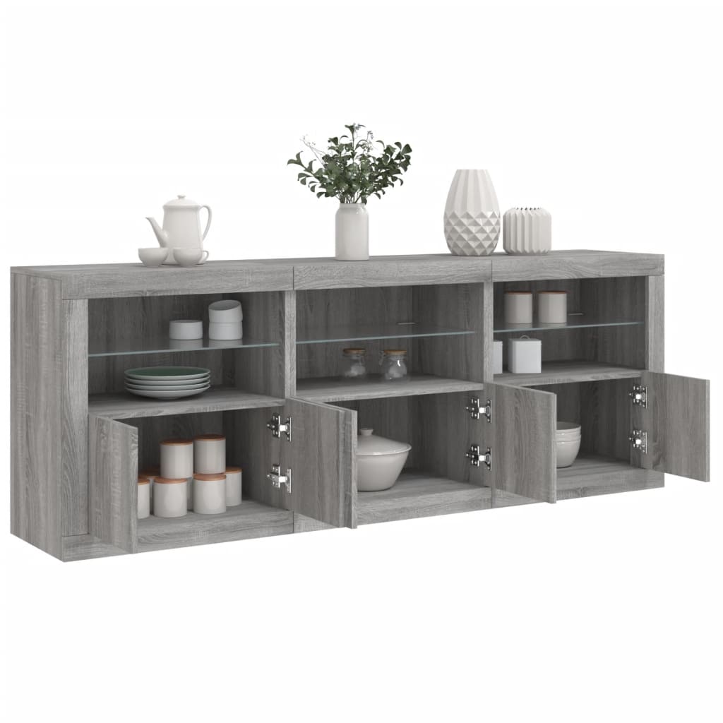 Sideboard With Led Lights 181.5X37X67 Cm