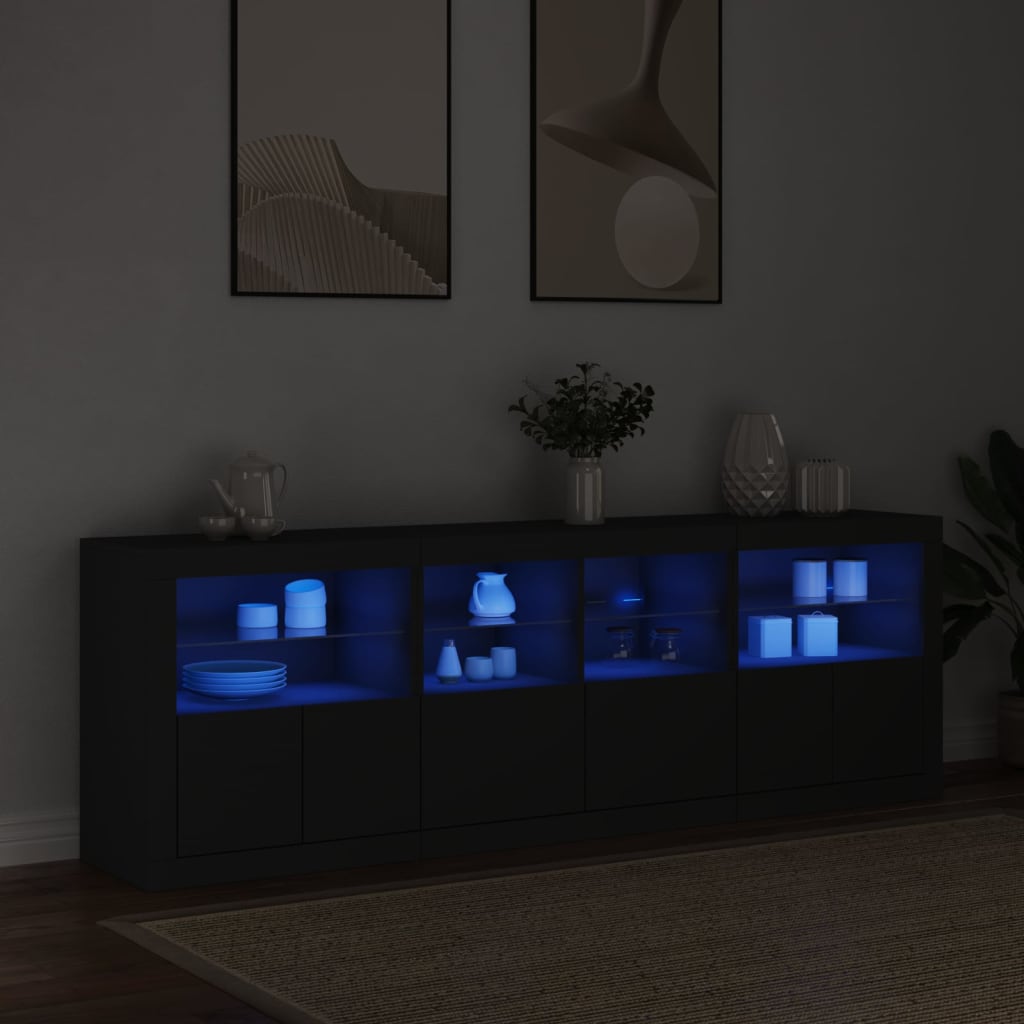 Sideboard With Led Lights 202X37X67 Cm