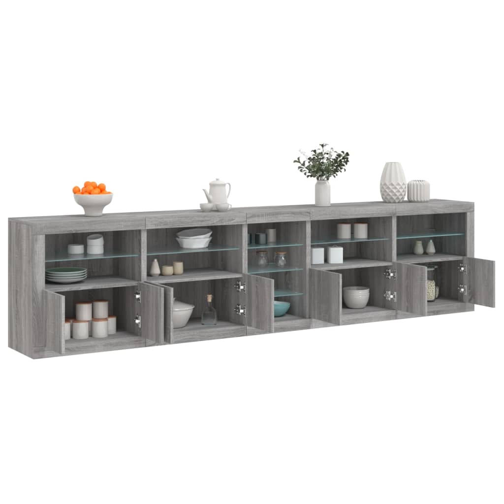 Sideboard With Led Lights 283X37X67 Cm