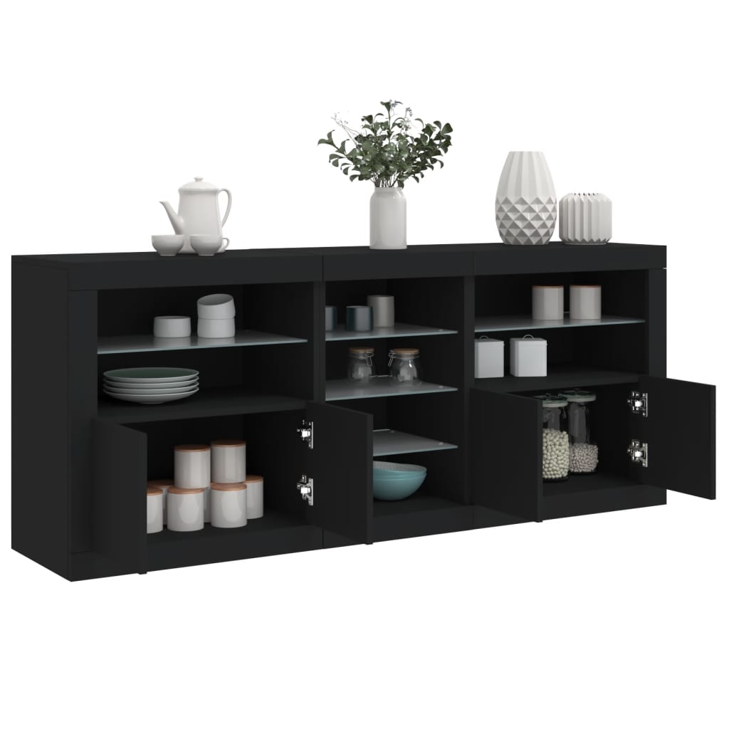 Sideboard With Led Lights 162X37X67 Cm