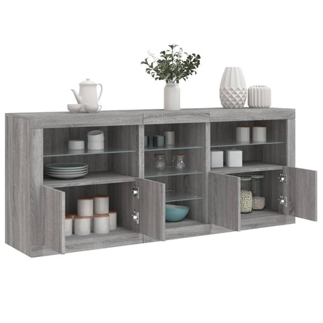 Sideboard With Led Lights 162X37X67 Cm