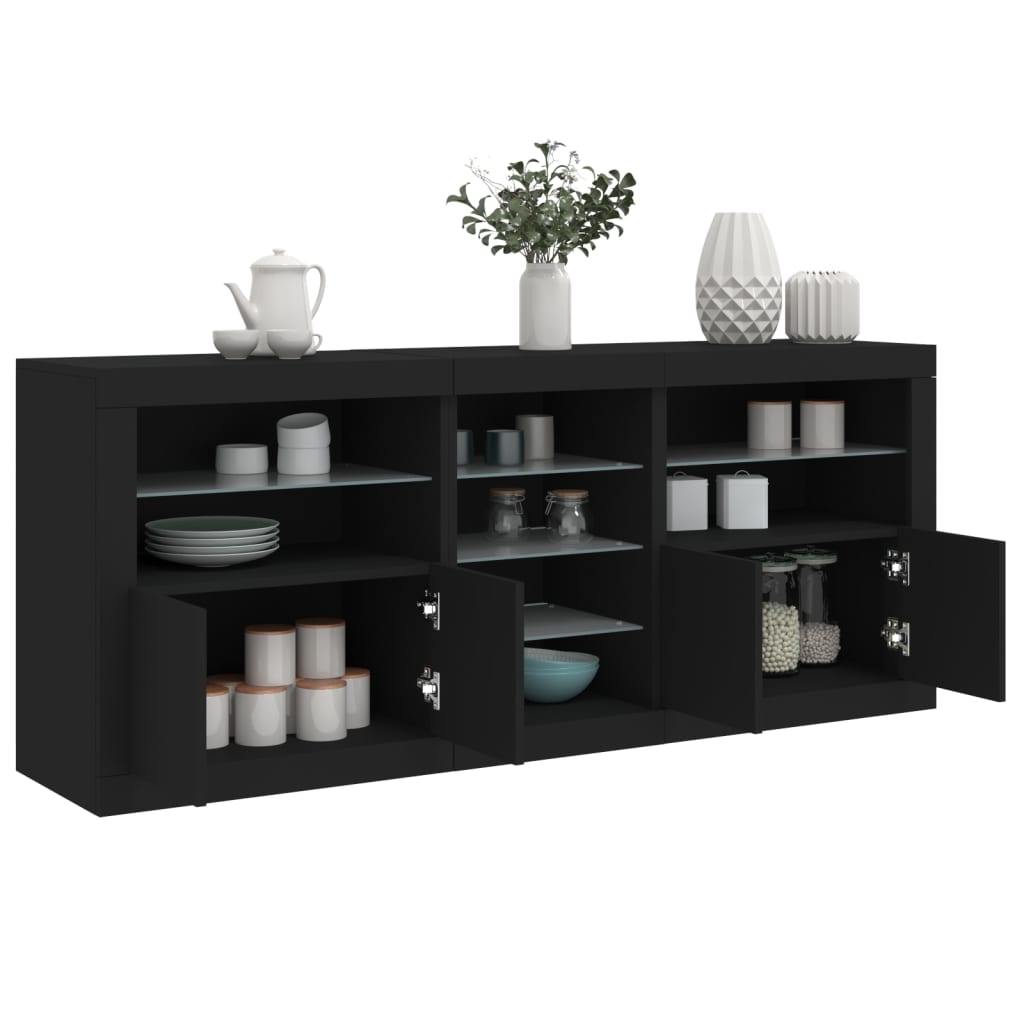 Sideboard With Led Lights 181.5X37X67 Cm
