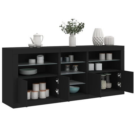 Sideboard With Led Lights 181.5X37X67 Cm