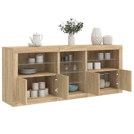 Sideboard With Led Lights 181.5X37X67 Cm