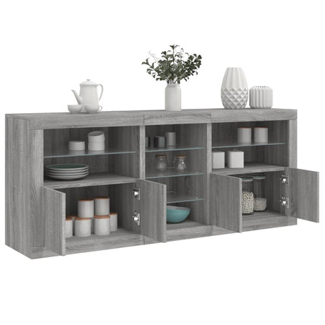 Sideboard With Led Lights 181.5X37X67 Cm