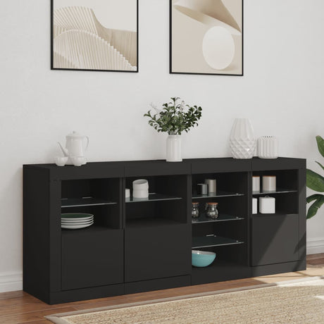 Sideboard With Led Lights 164X37X67 Cm