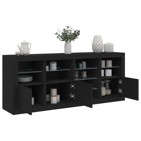 Sideboard With Led Lights 164X37X67 Cm