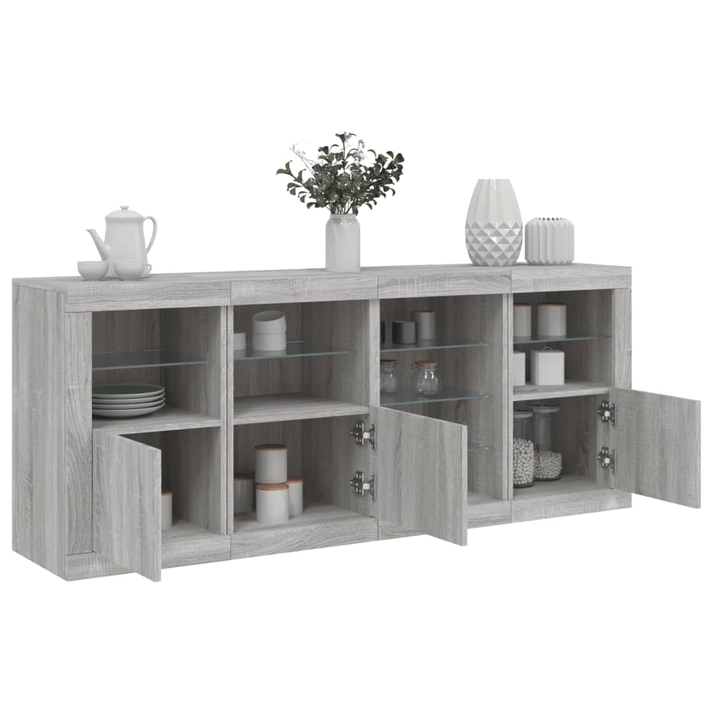 Sideboard With Led Lights 164X37X67 Cm