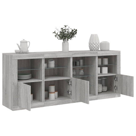 Sideboard With Led Lights 164X37X67 Cm