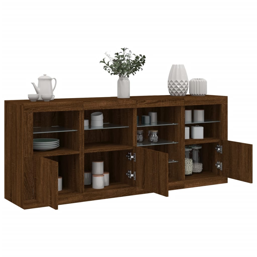 Sideboard With Led Lights 164X37X67 Cm