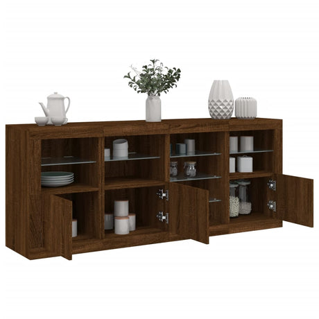Sideboard With Led Lights 164X37X67 Cm