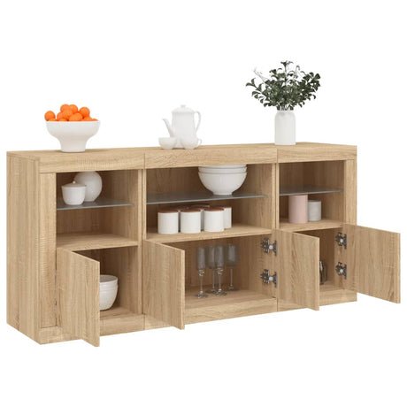 Sideboard With Led Lights 142.5X37X67 Cm