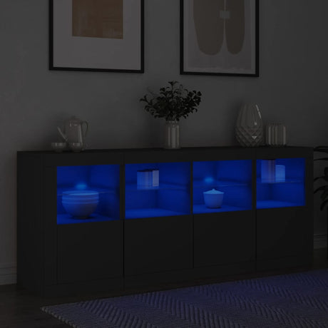Sideboard With Led Lights 163X37X67 Cm