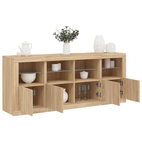 Sideboard With Led Lights 163X37X67 Cm