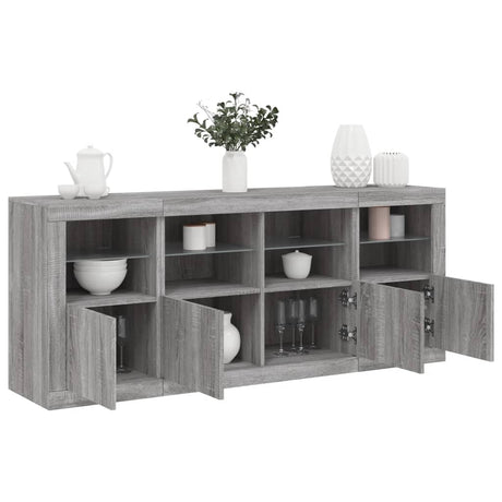 Sideboard With Led Lights 163X37X67 Cm
