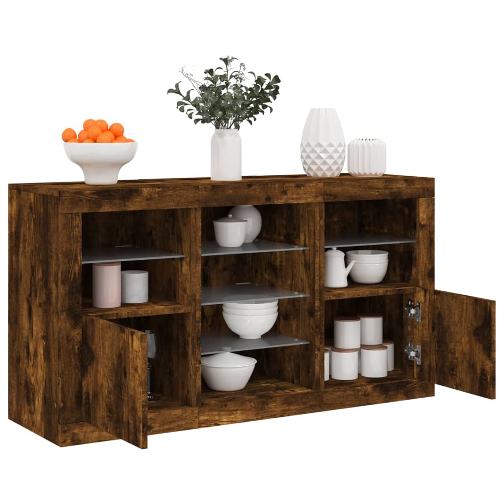 Sideboard With Led Lights 123X37X67 Cm