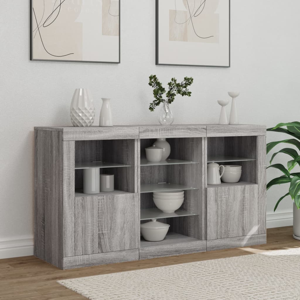 Sideboard With Led Lights 123X37X67 Cm
